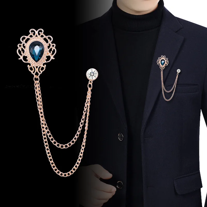 Women Accessories Jewelry - Nuovo vintage nappa catena strass spilla