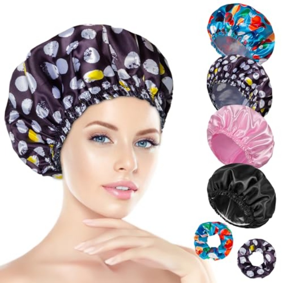 Scrunchie Satin Set - Set di 4 Cuffie da Doccia