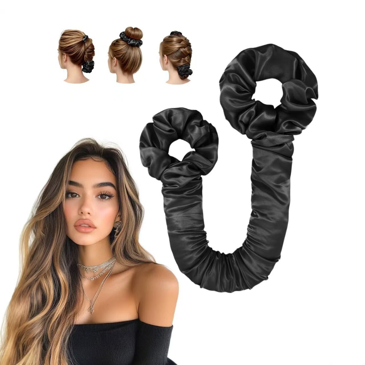 Scrunchie Satin Set - Set Arricciacapelli Senza Calore in Raso,
